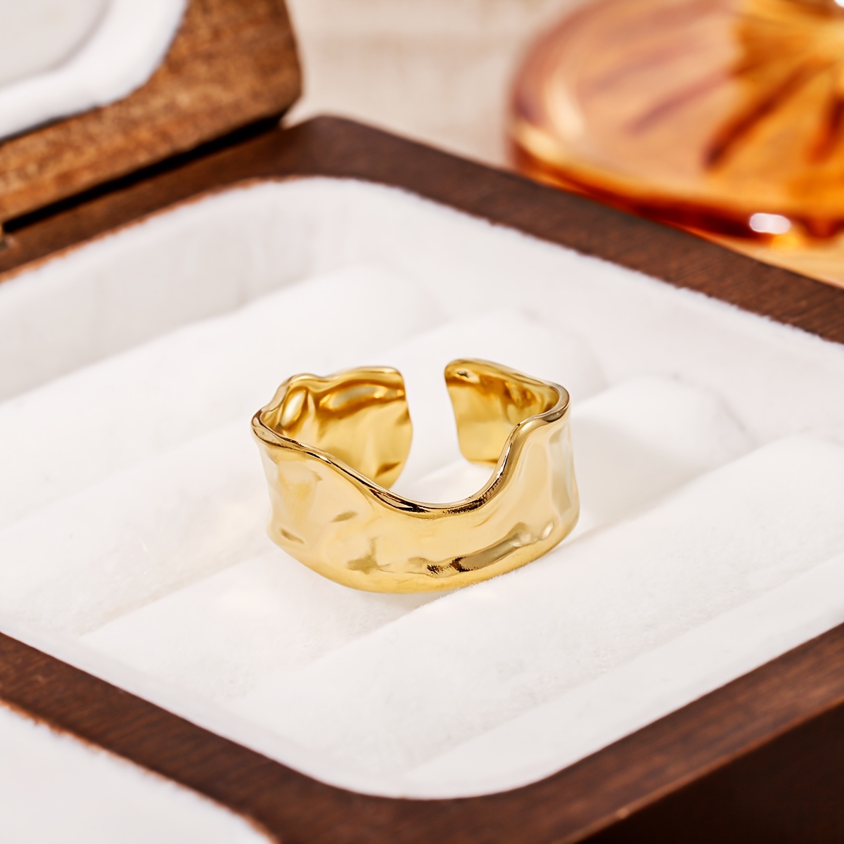 Irregularly Shaped Stainless Steel Open Ring, Unique Design